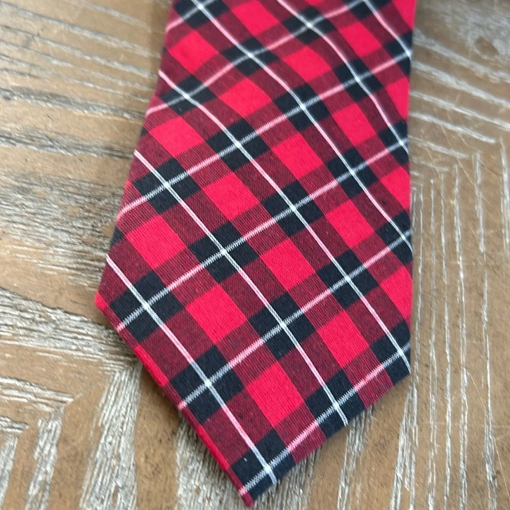 NEW! Big Boys Red & Black Plaid Winter Holiday Neck Tie